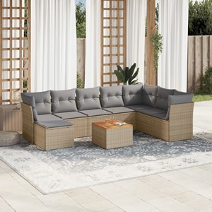 Maison exclusive - salon de jardin avec coussins 9pcs mélange beige résine tress