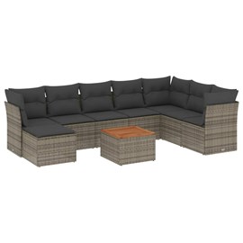 Maison exclusive - salon de jardin 9 pcs avec coussins gris résine tressée