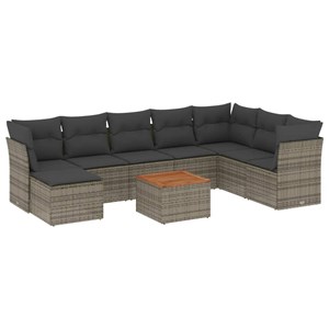 Maison exclusive - salon de jardin 9 pcs avec coussins gris résine tressée