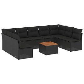 Maison exclusive - salon de jardin 10 pcs avec coussins noir résine tressée