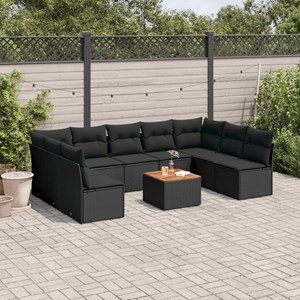 Maison exclusive - salon de jardin 10 pcs avec coussins noir résine tressée