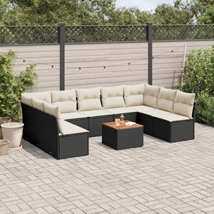 Maison exclusive - salon de jardin 10 pcs avec coussins noir résine tressée