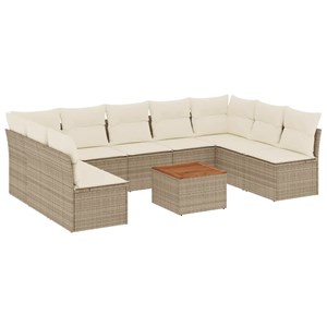Maison exclusive - salon de jardin avec coussins 10 pcs beige résine tressée