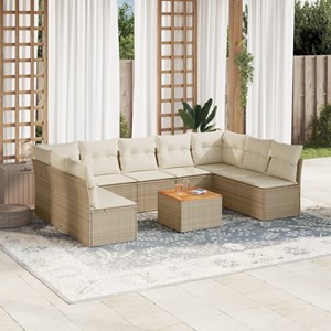 Maison exclusive - salon de jardin avec coussins 10 pcs beige résine tressée