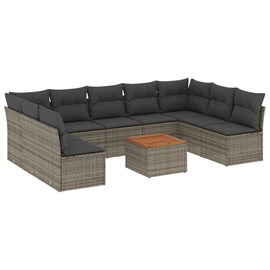 Maison exclusive - salon de jardin avec coussins 10 pcs gris résine tressée
