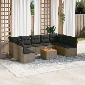 Maison exclusive - salon de jardin avec coussins 10 pcs gris résine tressée
