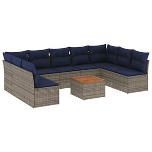 Maison exclusive - salon de jardin 10 pcs avec coussins gris résine tressée