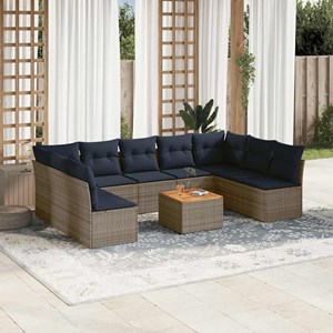 Maison exclusive - salon de jardin 10 pcs avec coussins gris résine tressée