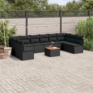 Maison exclusive - salon de jardin 11 pcs avec coussins noir résine tressée