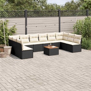Maison exclusive - salon de jardin 11 pcs avec coussins noir résine tressée