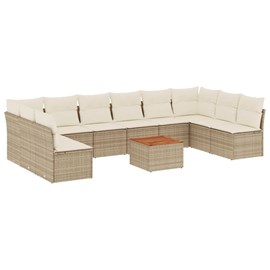 Maison exclusive - salon de jardin 11 pcs avec coussins beige résine tressée