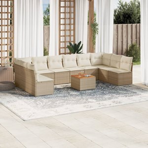 Maison exclusive - salon de jardin 11 pcs avec coussins beige résine tressée