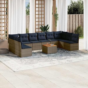 Maison exclusive - salon de jardin 11 pcs avec coussins gris résine tressée