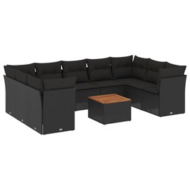 Maison exclusive - salon de jardin 10 pcs avec coussins noir résine tressée