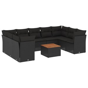 Maison exclusive - salon de jardin 10 pcs avec coussins noir résine tressée