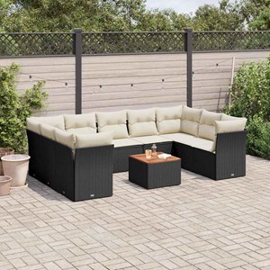 Maison exclusive - salon de jardin 10 pcs avec coussins noir résine tressée
