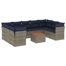 Maison exclusive - salon de jardin 10 pcs avec coussins gris résine tressée