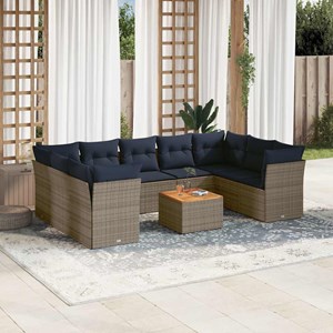 Maison exclusive - salon de jardin 10 pcs avec coussins gris résine tressée