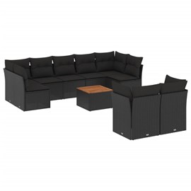 Maison exclusive - salon de jardin 10 pcs avec coussins noir résine tressée