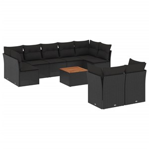Maison exclusive - salon de jardin 10 pcs avec coussins noir résine tressée