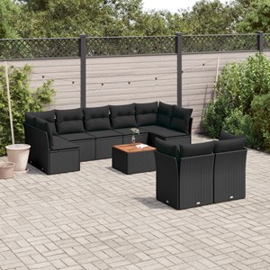 Maison exclusive - salon de jardin 10 pcs avec coussins noir résine tressée