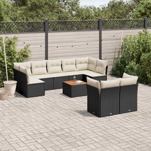 Maison exclusive - salon de jardin 10 pcs avec coussins noir résine tressée
