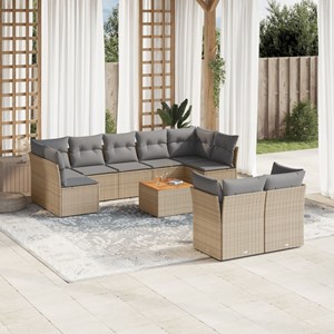 Maison exclusive - salon de jardin et coussins 10 pcs mélange beige résine tress