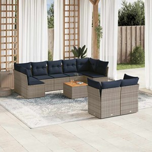 Maison exclusive - salon de jardin 10 pcs avec coussins gris résine tressée