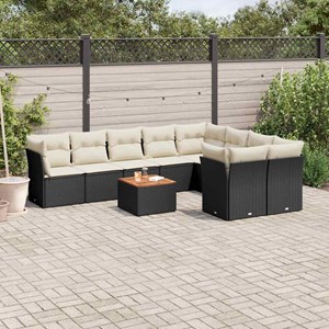 Maison exclusive - salon de jardin 10 pcs avec coussins noir résine tressée