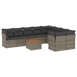 Maison exclusive - salon de jardin avec coussins 10 pcs gris résine tressée