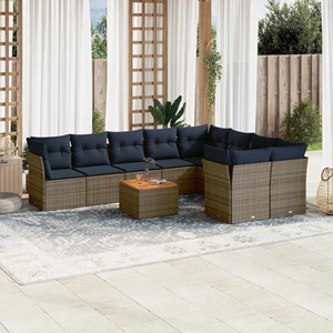 Maison exclusive - salon de jardin 10 pcs avec coussins gris résine tressée
