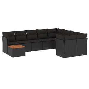 Maison exclusive - salon de jardin 10 pcs avec coussins noir résine tressée