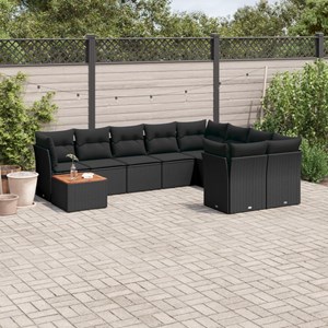 Maison exclusive - salon de jardin 10 pcs avec coussins noir résine tressée