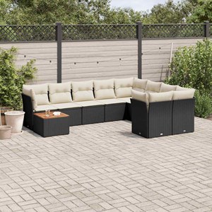 Maison exclusive - salon de jardin 10 pcs avec coussins noir résine tressée