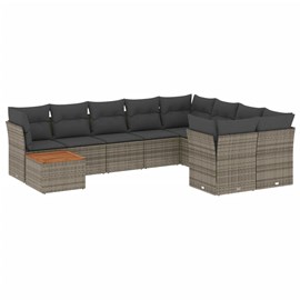 Maison exclusive - salon de jardin avec coussins 10 pcs gris résine tressée