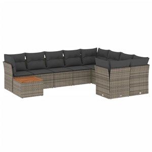 Maison exclusive - salon de jardin avec coussins 10 pcs gris résine tressée