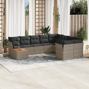 Maison exclusive - salon de jardin avec coussins 10 pcs gris résine tressée