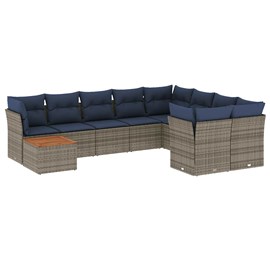 Maison exclusive - salon de jardin 10 pcs avec coussins gris résine tressée