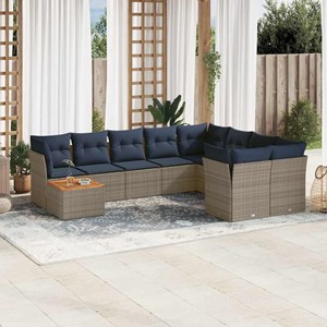 Maison exclusive - salon de jardin 10 pcs avec coussins gris résine tressée
