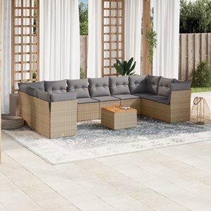 Maison exclusive - salon de jardin et coussins 11 pcs mélange beige résine tress