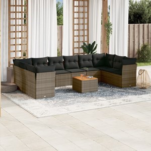 Maison exclusive - salon de jardin 11 pcs avec coussins gris résine tressée