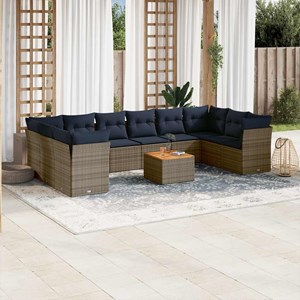 Maison exclusive - salon de jardin 11 pcs avec coussins gris résine tressée