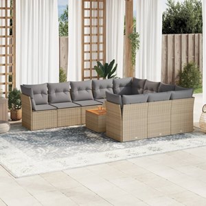 Maison exclusive - salon de jardin et coussins 11 pcs mélange beige résine tress