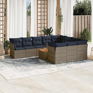 Maison exclusive - salon de jardin 11 pcs avec coussins gris résine tressée