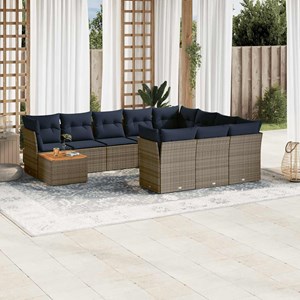 Maison exclusive - salon de jardin 11 pcs avec coussins gris résine tressée