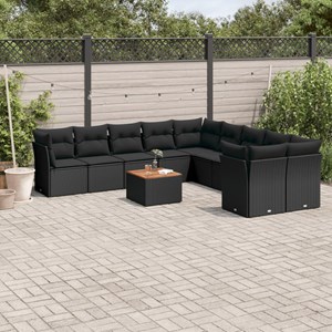 Maison exclusive - salon de jardin 11 pcs avec coussins noir résine tressée