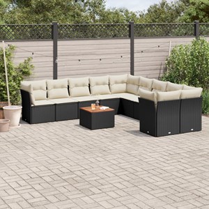 Maison exclusive - salon de jardin 11 pcs avec coussins noir résine tressée