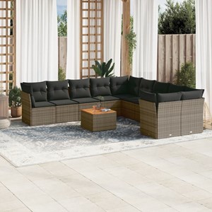 Maison exclusive - salon de jardin 11 pcs avec coussins gris résine tressée