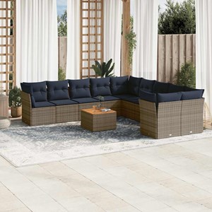 Maison exclusive - salon de jardin 11 pcs avec coussins gris résine tressée
