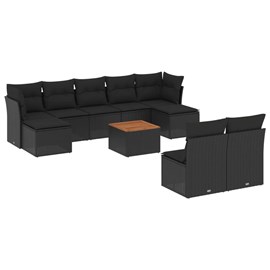 Maison exclusive - salon de jardin 10 pcs avec coussins noir résine tressée